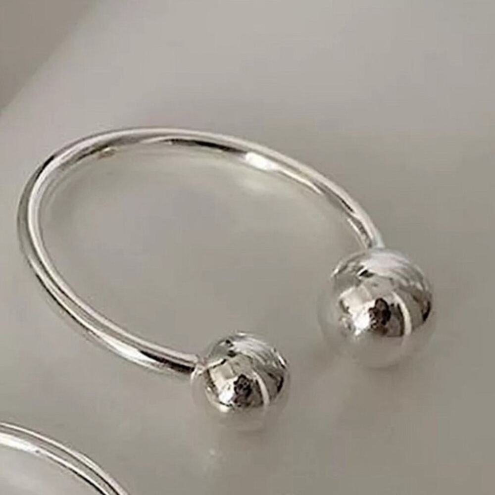 Silver Large Ball Small Ball Bangle Bracelet - Picture 4 of 5